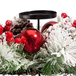 Deals ✔️ Glitzhome® 24" Glittered Berry & Ornament Candle Holder 🥰 -Glitzhome Sales D254184S 5
