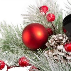 Deals ✔️ Glitzhome® 24" Glittered Berry & Ornament Candle Holder 🥰 -Glitzhome Sales D254184S 7