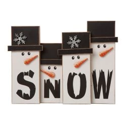 Outlet 🔥 Glitzhome® 12" Wooden Snowman Family Tabletop Accent 🌟 -Glitzhome Sales D254189S 3