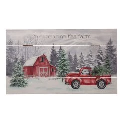Budget 😍 Glitzhome® Wooden Winter Barn Scene Wall Accent 🥰