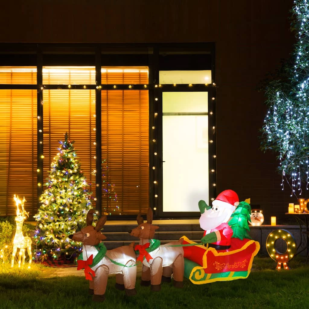 Brand new ⌛ Glitzhome® 7ft. LED Inflatable Santa Sleigh ✨ 4 Brand new ⌛ Glitzhome® 7ft. LED Inflatable Santa Sleigh ✨ - Image 2