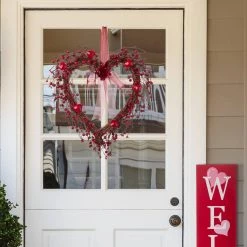 Wholesale 🎉 Glitzhome® 17" Valentine's Berry Heart Wreath 😉 -Glitzhome Sales D261074S 2