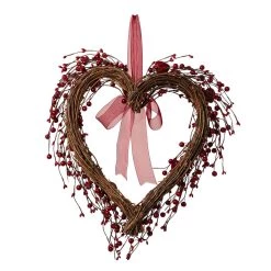 Wholesale 🎉 Glitzhome® 17" Valentine's Berry Heart Wreath 😉 -Glitzhome Sales D261074S 4