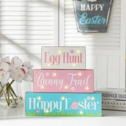 Brand new ❤️ Glitzhome® 12" Easter LED Lighted Wooden & Metal Block Word Sign 🥰 -Glitzhome Sales D263006S 3