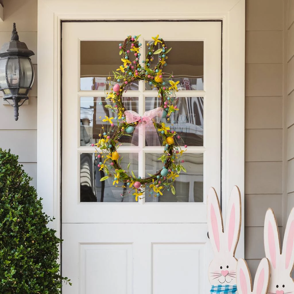 Cheapest π€© Glitzhome® 25" Easter Bunny Shaped Wreath with Eggs & Satin Ribbon Bow π 5 Cheapest π€© Glitzhome® 25" Easter Bunny Shaped Wreath with Eggs & Satin Ribbon Bow π - Image 3