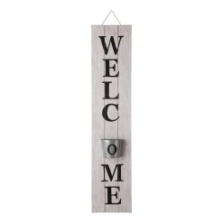 Wholesale 🔥 Glitzhome® 42" Wooden White Welcome Porch Sign with Metal Planter 👏