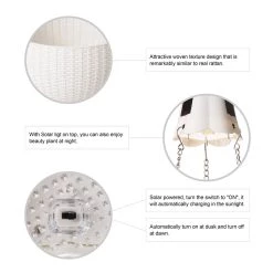 Promo ✔️ Glitzhome® 30" Solar Lighted White Plastic Hanging Planter 😀 -Glitzhome Sales D266610S 3