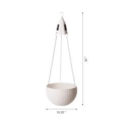 Promo ✔️ Glitzhome® 30" Solar Lighted White Plastic Hanging Planter 😀 -Glitzhome Sales D266610S 4
