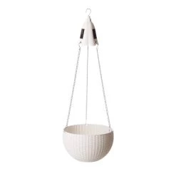 Promo ✔️ Glitzhome® 30" Solar Lighted White Plastic Hanging Planter 😀 -Glitzhome Sales D266610S 5