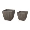 Wholesale 🌟 Glitzhome® Brown Eco-Friendly Oversized Faux Concrete Square Fluted Pot Planter Set 👍 -Glitzhome Sales D266611S 1