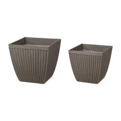 Wholesale π Glitzhome® Brown Eco-Friendly Oversized Faux Concrete Square Fluted Pot Planter Set π