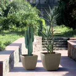 Wholesale π Glitzhome® Brown Eco-Friendly Oversized Faux Concrete Square Fluted Pot Planter Set π 13 Wholesale π Glitzhome® Brown Eco-Friendly Oversized Faux Concrete Square Fluted Pot Planter Set π -Glitzhome Sales D266611S 4