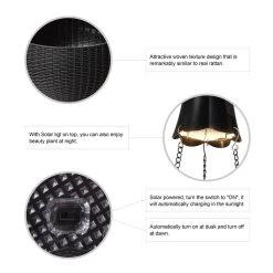 Promo ✨ Glitzhome® 30" Solar Lighted Black Plastic Hanging Planter 👏 -Glitzhome Sales D266612S 3