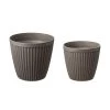 Best Sale 🛒 Glitzhome® Brown Eco-Friendly Oversized Faux Concrete Fluted Pot Planter Set 🌟 -Glitzhome Sales D266613S 1
