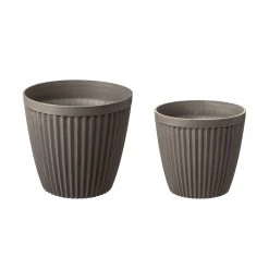 Best Sale 🛒 Glitzhome® Brown Eco-Friendly Oversized Faux Concrete Fluted Pot Planter Set 🌟
