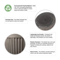 Best Sale 🛒 Glitzhome® Brown Eco-Friendly Oversized Faux Concrete Fluted Pot Planter Set 🌟 -Glitzhome Sales D266613S 5