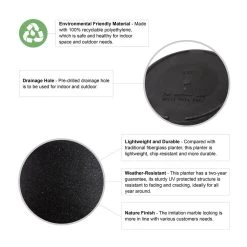 Discount 🥰 Glitzhome® Black Eco-Friendly Oversized Faux Marble Round Pot Planter Set ✔️ -Glitzhome Sales D266614S 5