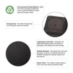 Deals 🛒 Glitzhome® Black Eco-Friendly Oversized Faux Marble Square Pot Planter Set 🥰 -Glitzhome Sales D266619S 5