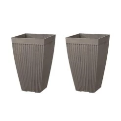 Best Pirce 🛒 Glitzhome® 23" Eco-Friendly Oversized Faux Concrete Square Fluted Pot Planters, 2ct. 👏 -Glitzhome Sales D266620S 1 1