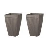 Best Pirce 🛒 Glitzhome® 23" Eco-Friendly Oversized Faux Concrete Square Fluted Pot Planters, 2ct. 👏 -Glitzhome Sales D266620S 1