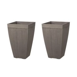 Best Pirce 🛒 Glitzhome® 23" Eco-Friendly Oversized Faux Concrete Square Fluted Pot Planters, 2ct. 👏