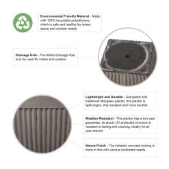 Best Pirce 🛒 Glitzhome® 23" Eco-Friendly Oversized Faux Concrete Square Fluted Pot Planters, 2ct. 👏 -Glitzhome Sales D266620S 3