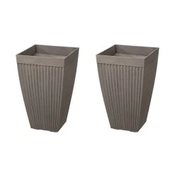 Best Pirce 🛒 Glitzhome® 23" Eco-Friendly Oversized Faux Concrete Square Fluted Pot Planters, 2ct. 👏 -Glitzhome Sales D266620S 5