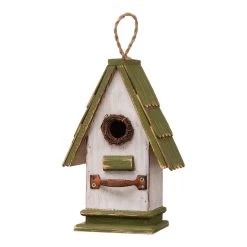 Wholesale 👍 Glitzhome® 11" Hanging Wood Green Roof Garden Decorative Birdhouse 🧨