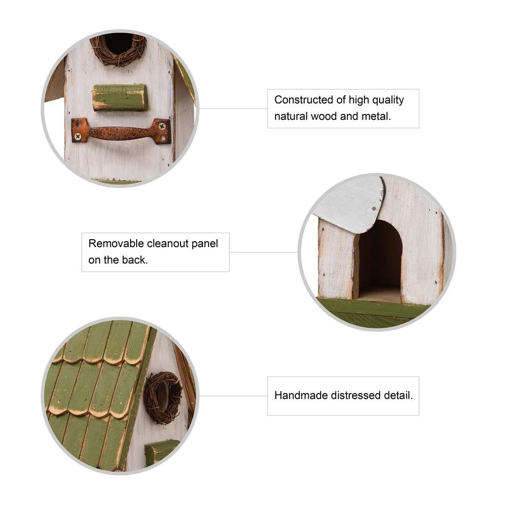 Wholesale π Glitzhome® 11" Hanging Wood Green Roof Garden Decorative Birdhouse 𧨠7 Wholesale π Glitzhome® 11" Hanging Wood Green Roof Garden Decorative Birdhouse 𧨠- Image 5