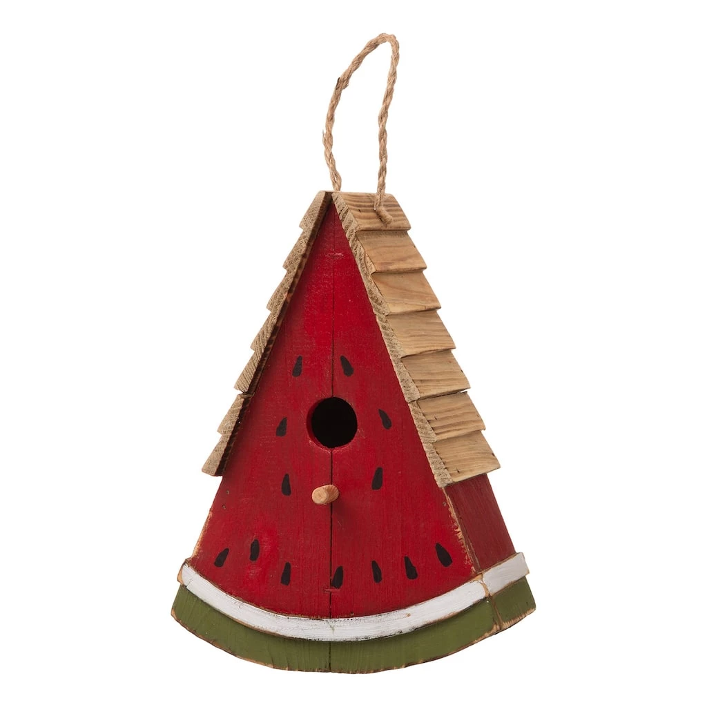 New π₯° Glitzhome® 11" Hanging Wood Watermelon Garden Decorative Birdhouse π 3 New π₯° Glitzhome® 11" Hanging Wood Watermelon Garden Decorative Birdhouse π