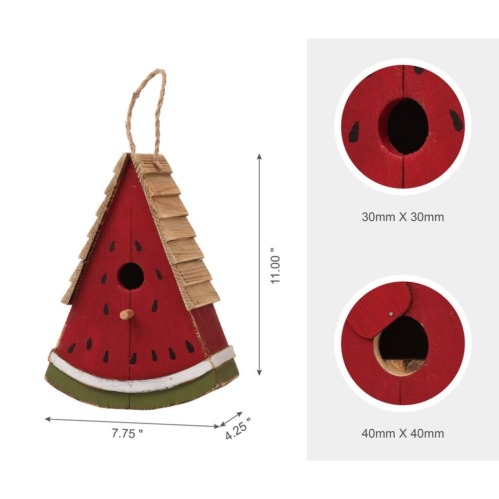 New π₯° Glitzhome® 11" Hanging Wood Watermelon Garden Decorative Birdhouse π 6 New π₯° Glitzhome® 11" Hanging Wood Watermelon Garden Decorative Birdhouse π - Image 4