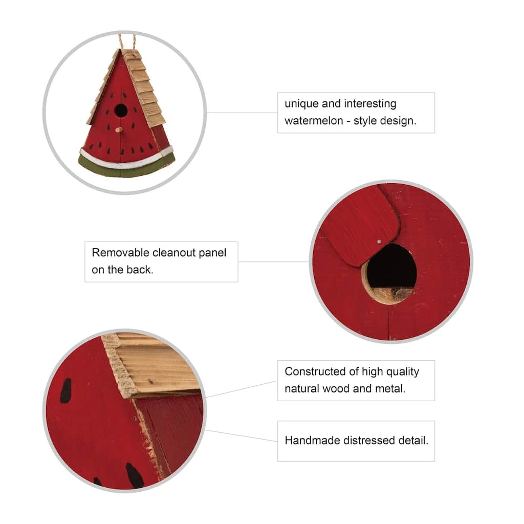 New π₯° Glitzhome® 11" Hanging Wood Watermelon Garden Decorative Birdhouse π 7 New π₯° Glitzhome® 11" Hanging Wood Watermelon Garden Decorative Birdhouse π - Image 5