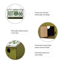 Best reviews of 🎁 Glitzhome® 14" Hanging Wood and Metal Green Licence Plates Garden Birdhouse 🛒 -Glitzhome Sales D266633S 4