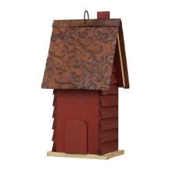 Best Sale 🎉 Glitzhome® 12" Hanging Distressed Red Cottage Solid Wood Birdhouse 🤩 -Glitzhome Sales D266634S 4