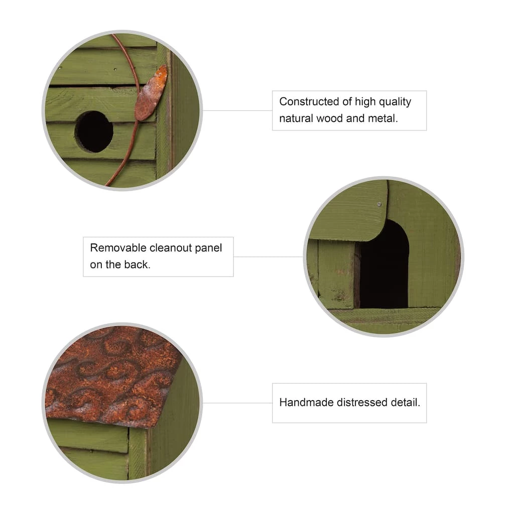 Best deal π₯° Glitzhome® 18" Green Window-Blinds Distressed Solid Wood Birdhouse π 9 Best deal π₯° Glitzhome® 18" Green Window-Blinds Distressed Solid Wood Birdhouse π - Image 7