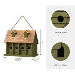 Hot Sale ๐ Glitzhome® 14" Hanging Wooden Distressed Green Garden Birdhouse โจ 12 Hot Sale ๐ Glitzhome® 14" Hanging Wooden Distressed Green Garden Birdhouse โจ -Glitzhome Sales D266640S 4