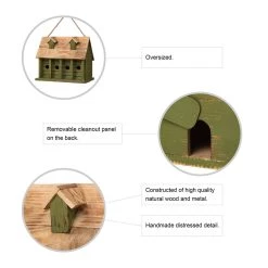 Hot Sale ๐ Glitzhome® 14" Hanging Wooden Distressed Green Garden Birdhouse โจ 13 Hot Sale ๐ Glitzhome® 14" Hanging Wooden Distressed Green Garden Birdhouse โจ -Glitzhome Sales D266640S 5