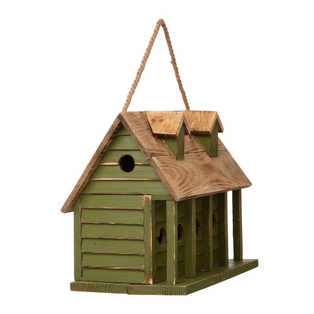 Hot Sale ๐ Glitzhome® 14" Hanging Wooden Distressed Green Garden Birdhouse โจ 9 Hot Sale ๐ Glitzhome® 14" Hanging Wooden Distressed Green Garden Birdhouse โจ - Image 7