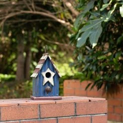 Hot Sale ✨ Glitzhome® 9" Solid Wood & Metal Rustic Style Birdhouse 🤩 -Glitzhome Sales D266641S 3
