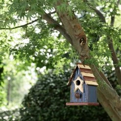 Hot Sale ✨ Glitzhome® 9" Solid Wood & Metal Rustic Style Birdhouse 🤩 -Glitzhome Sales D266641S 4