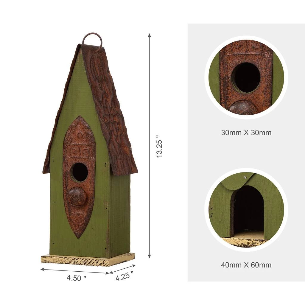 Top 10 β Glitzhome® 13" Hanging Distressed Green Solid Wood Garden Birdhouse π€© 6 Top 10 β Glitzhome® 13" Hanging Distressed Green Solid Wood Garden Birdhouse π€© - Image 4