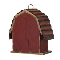 Budget 🛒 Glitzhome® 10" Hanging Wooden Red Barn Garden Birdhouse 💯 -Glitzhome Sales D266647S 6
