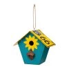 Brand new 😀 Glitzhome® 11" Wood & Metal Light Blue Licence Plates Birdhouse 🎁
