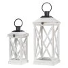 Deals 😍 Modern Farmhouse White Wooden Lantern Set, 24" & 17" by Glitzhome 🔔