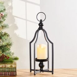 Best reviews of 😀 16.5" Modern Farmhouse Black Metal Candle Lantern by Glitzhome ❤️ -Glitzhome Sales D299643S 3