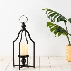 Best reviews of 😀 16.5" Modern Farmhouse Black Metal Candle Lantern by Glitzhome ❤️ -Glitzhome Sales D299643S 4
