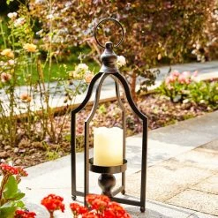 Best reviews of 😀 16.5" Modern Farmhouse Black Metal Candle Lantern by Glitzhome ❤️ -Glitzhome Sales D299643S 5