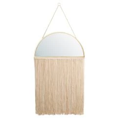 Best Sale 😀 Glitzhome® 47" Golden Metal Half Circle Modern Boho Wall Mirror with Tassels 😉