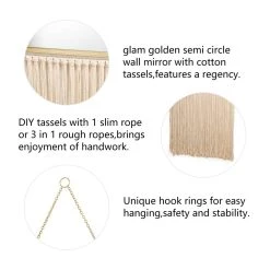 Best Sale 😀 Glitzhome® 47" Golden Metal Half Circle Modern Boho Wall Mirror with Tassels 😉 -Glitzhome Sales D299646S 3