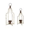 Deals 💯 Modern Farmhouse White & Brown Metal Candle Lantern Set, 22" x 16.5" by Glitzhome 😉 -Glitzhome Sales D299659S 1